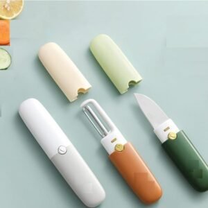 Kitchen Knife Peeler Portable Knife for Fruit 2 in 1 Knife and Peeler for Kitchen Travel Knife with case Stainless Steel Bled (Pack of 1) (Multicolor)