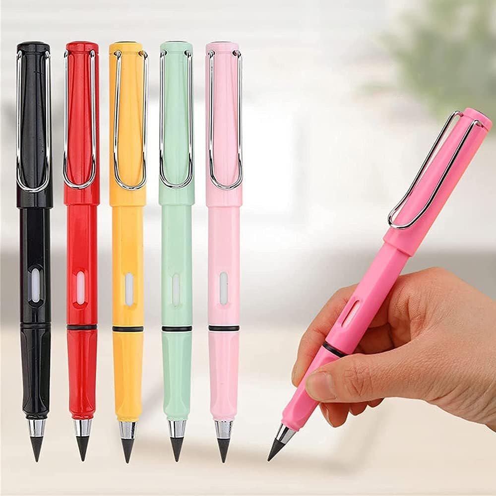 Eternal Pencils, Inkless Everlasting Pencil Inf MBi 1nity Pencils with Eraser Reusable Infinite Pencil Tips for Kids Writing Drawing Sketching (Colorful) Pack of 2